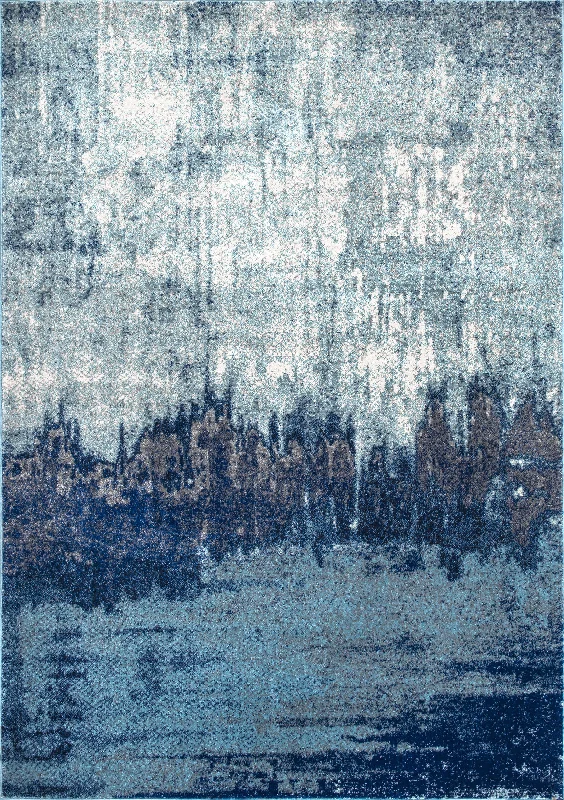 Abstract Rainfall Rug | Blue