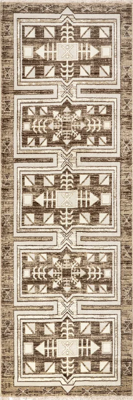 Agave Geometric Fringed Rug | Brown