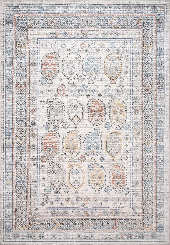 Bordered Paisley Rug | Beige