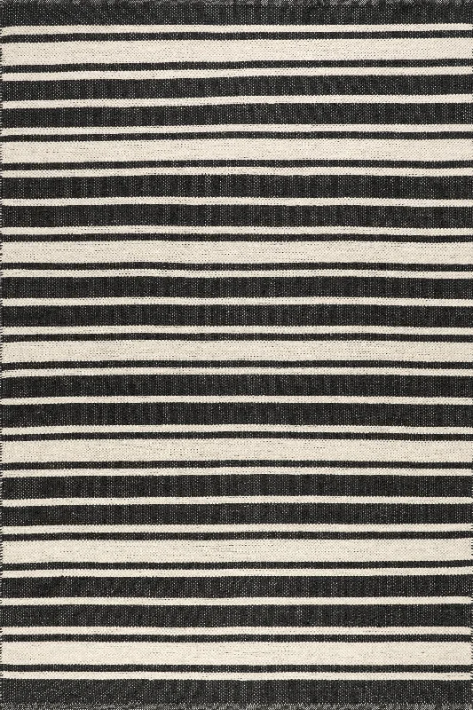 Bowery Striped Wool Rug | Charcoal