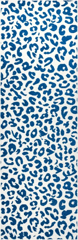 Coraline Leopard Printed Rug | Blue