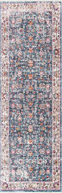 Faint Garden Fringe Rug | Blue