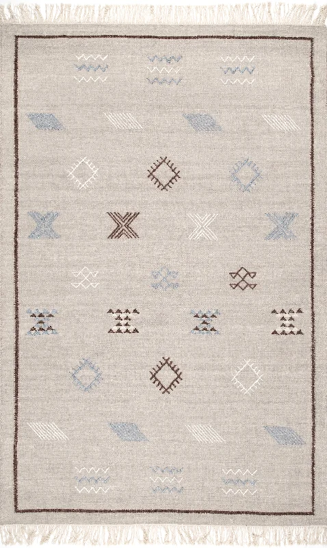 Flatwoven Cactus Ancestral Rug | Grey