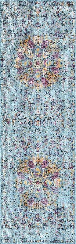 Floral Encompass Mandala Rug | Aqua