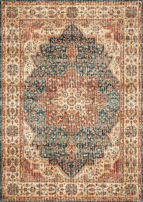 Floral Medallion Rug | Orange