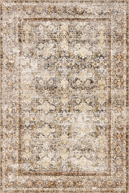 Ila Floral Spill Proof Washable Rug | Ivory