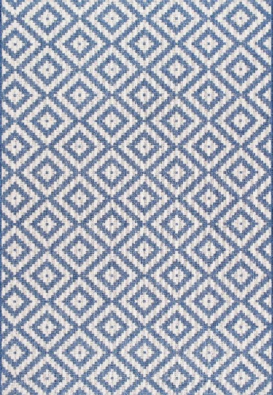 Indoor/Outdoor Diamond Trellis Rug | Blue