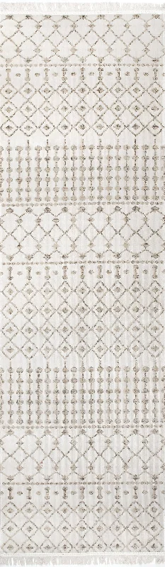 Indoor/Outdoor Trellis With Tassels Rug | Beige