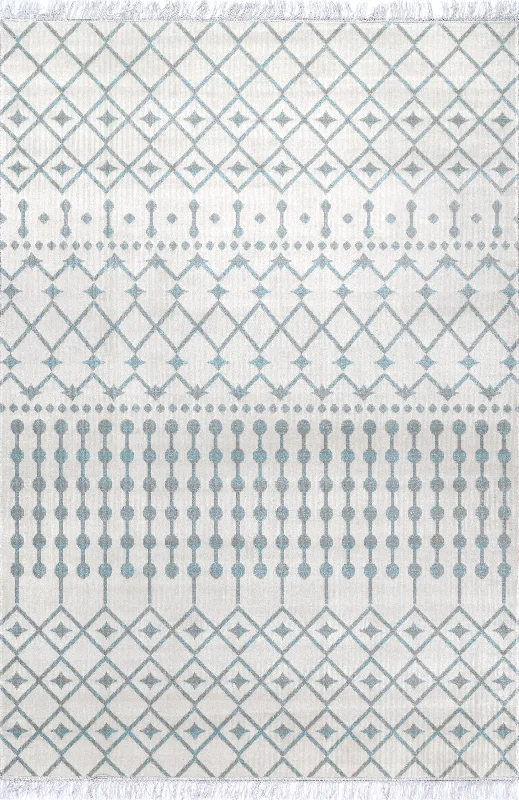 Indoor/Outdoor Trellis With Tassels Rug | Blue