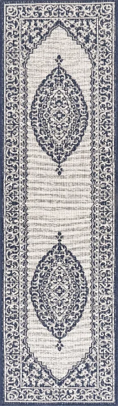 Iris Medallion Indoor/Outdoor Rug | Navy