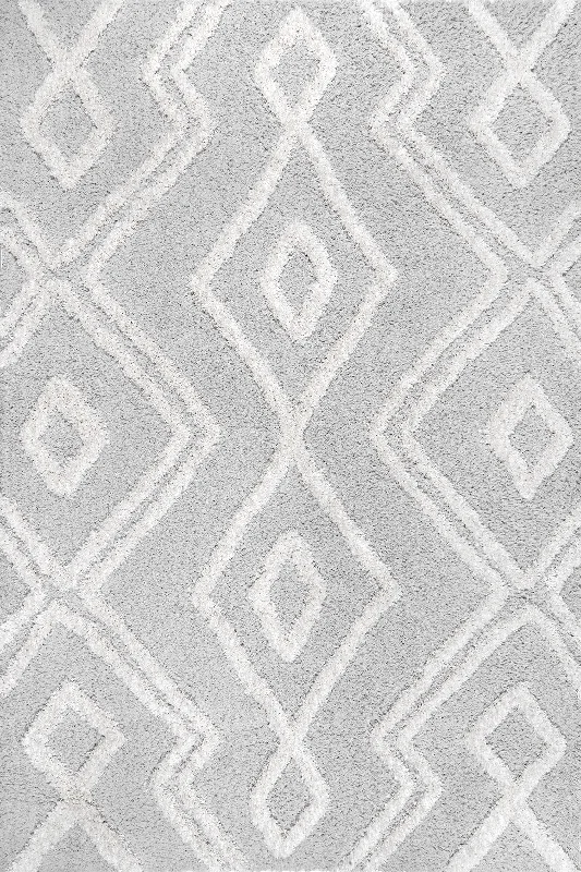 Jessica Textured Diamonds Rug | Light Grey