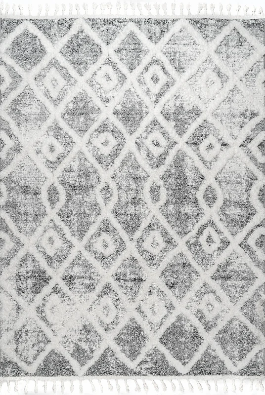 Julia Diamond Trellis Rug | Light Grey