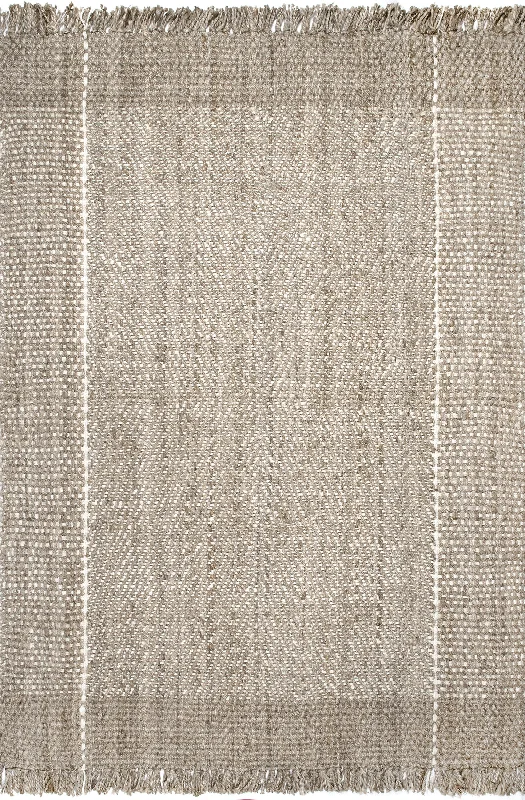 Jute Glen Check with Tassels Rug | Natural