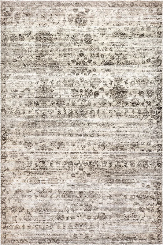 Louisa Vintage Floral Washable Rug | Taupe