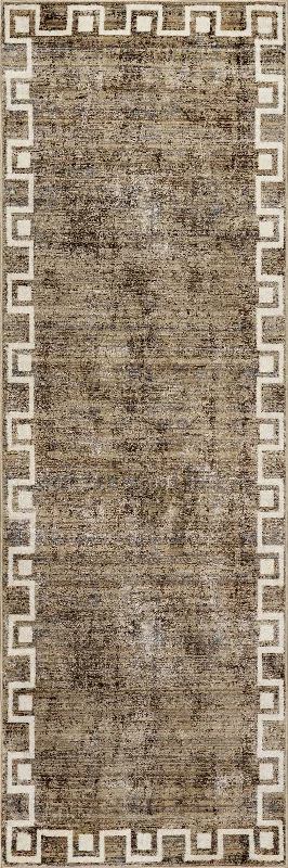 Olvera Geometric Bordered Rug | Beige