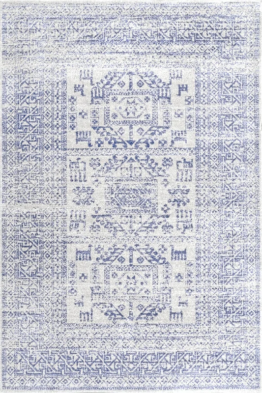 Paneled Geometric Rug | Light Blue