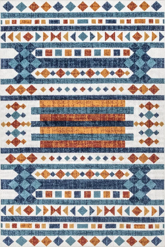 Sandy Striped Indoor/Outdoor Rug | Blue