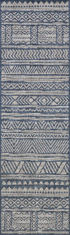 Striped Banded Indoor/Outdoor Rug | Blue