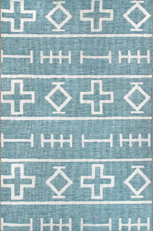 Symbols Indoor/Outdoor Rug | Aqua