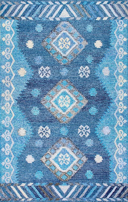 Tribal Diamond Centerpiece Rug | Blue