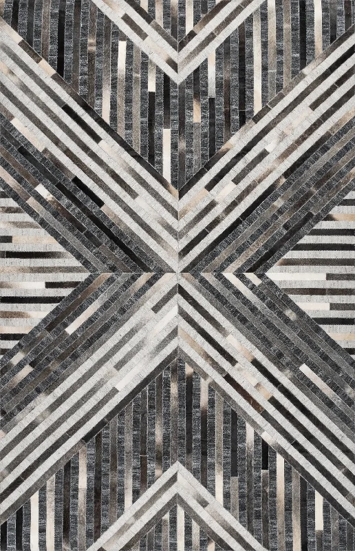 Willa Leather Kaleidoscope Rug | Grey