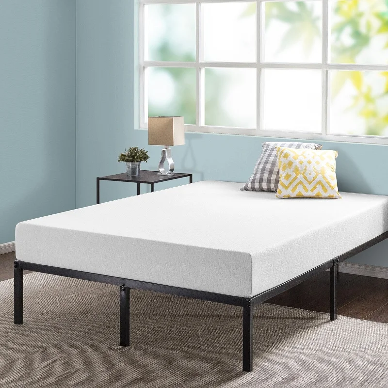 8 Inch Green Tea Memory Foam Mattress and 14 Inch Metal Platform Bed Frame Set By Crown Comfort