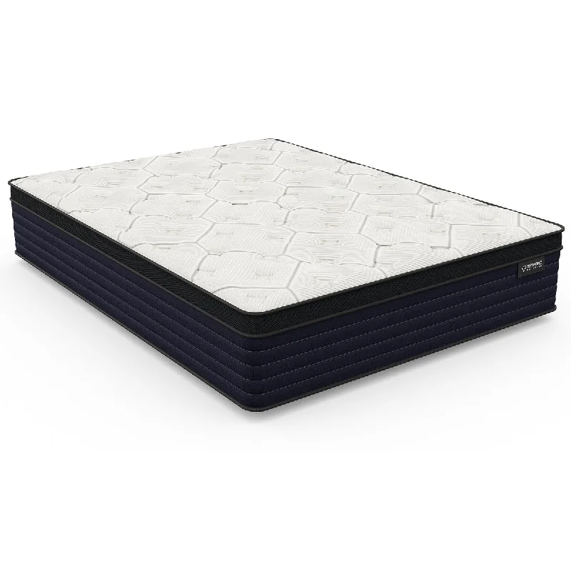 Cool Copper Hybrid Mattress 14-Inch Euro Pillow Top Mattress Bed-in-a-Box,California King,White