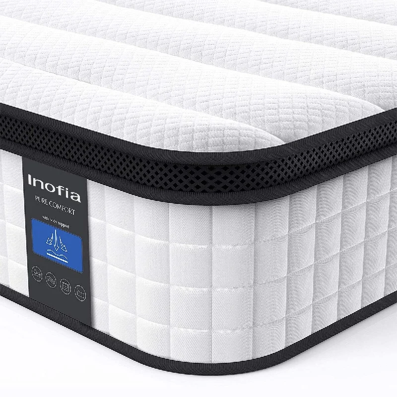 Queen Mattress, 10 Inch Hybrid Innerspring Double Mattress Cool Bed with Breathable Soft Knitted Fabric Cover