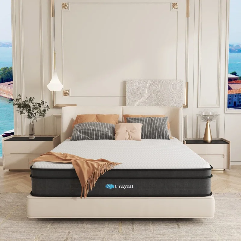 Queen Mattress, 12 Inch Memory Foam Mattress Queen Size, Innerspring Hybrid Mattress in a Box with Motion Isolation