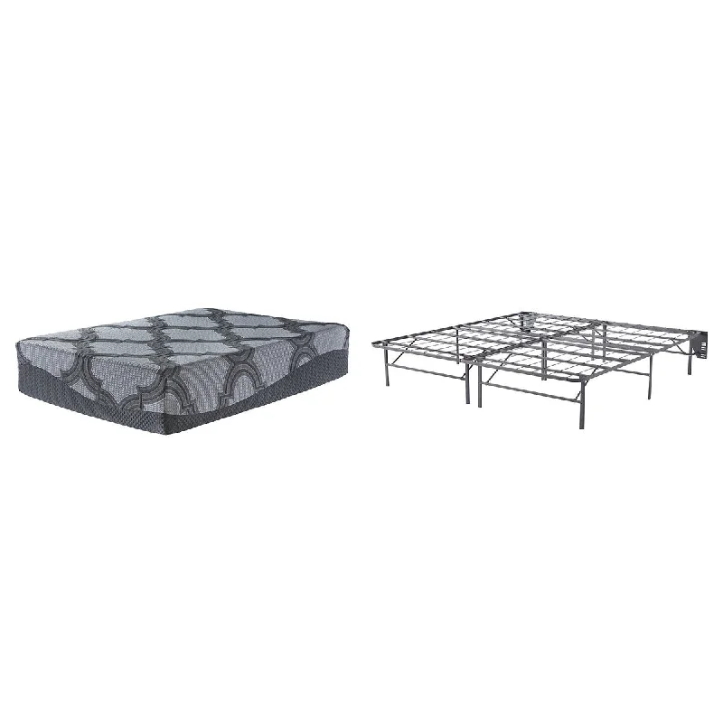 Signature Design by Ashley 14 Inch Ashley Hybrid Gray 2-Piece King Mattress Package