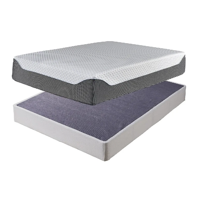 Signature Design by Ashley 14 Inch Chime Elite White/Blue 2-Piece King Mattress Package