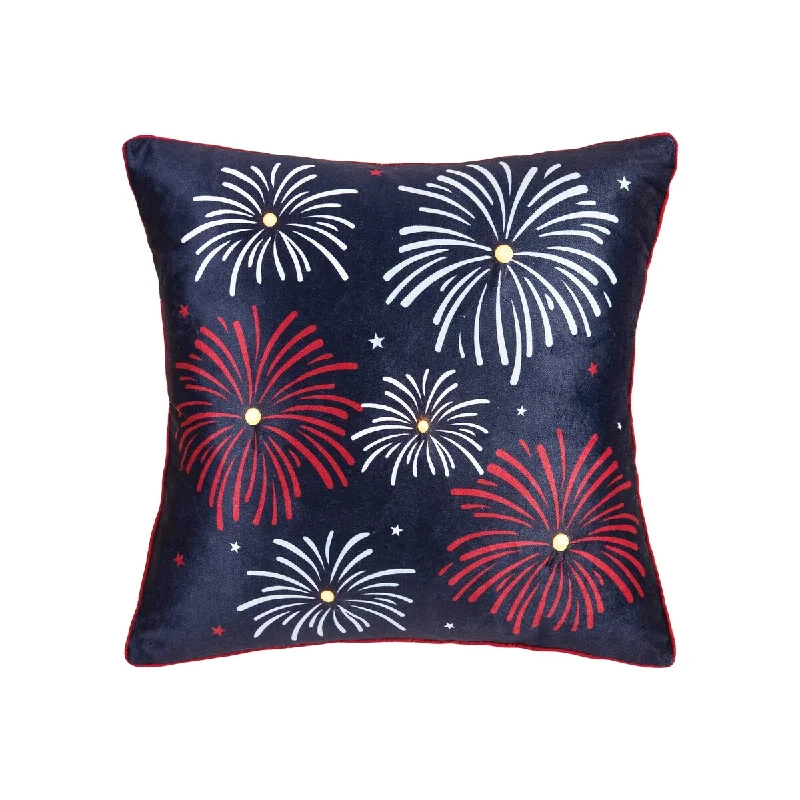 18" x 18" Fireworks Light-Up LED July 4th Light-Up Throw Pillow