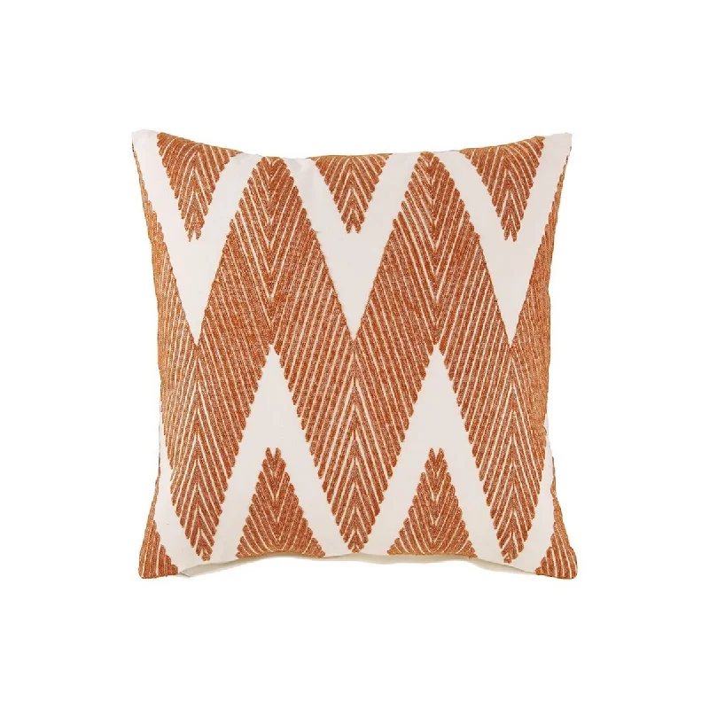 20 x 20 Zippered Cotton Accent Pillow with Herringbone Print, Set of 4, Orange