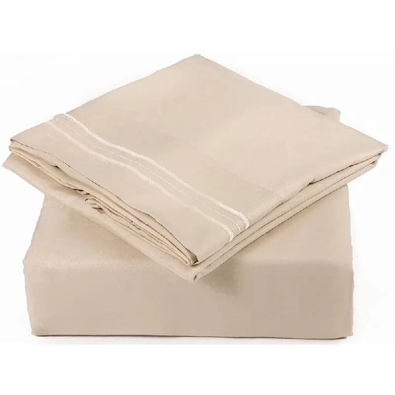 4Piece Fitted Sheet Flat Sheet Pillowcase Bedding King Size Cream