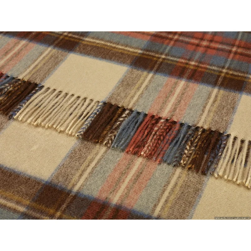 Antique Dress Stewart - Merino Lambswool Throw Blanket - Made in UK