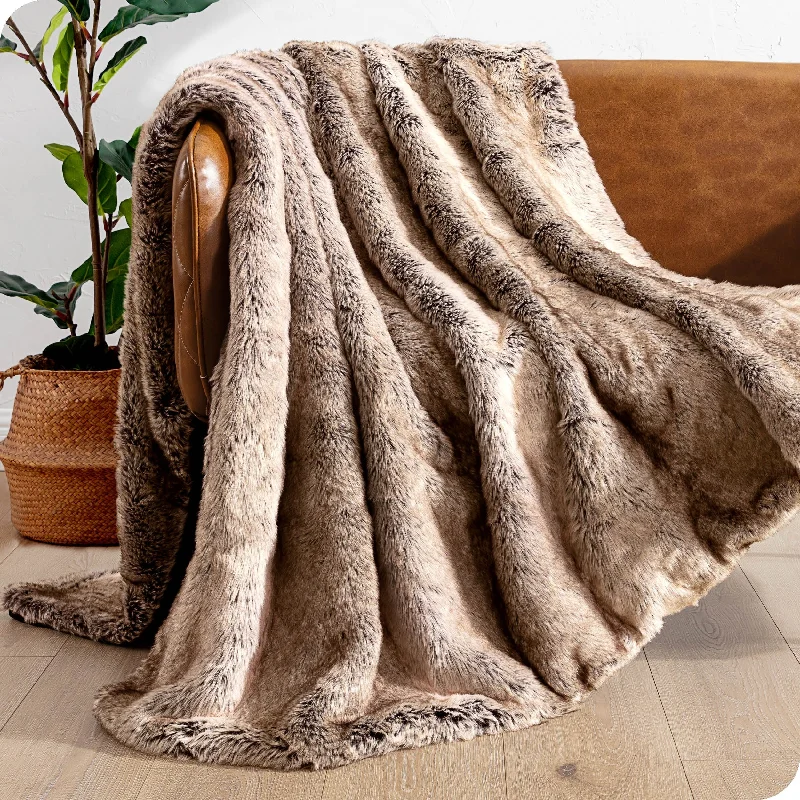 Bare Home Faux Fur Blanket - Ultra-Soft Blanket - Luxurious Fuzzy Warm