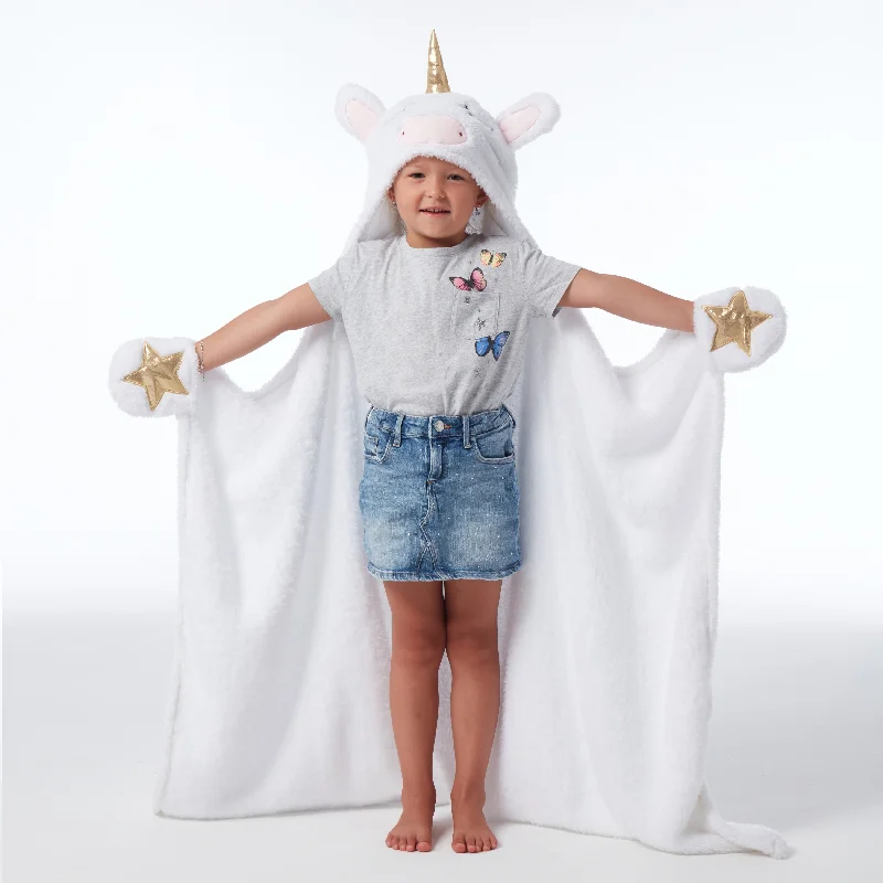 Bearpaw Kids Unicorn White Plush Hooded Throw