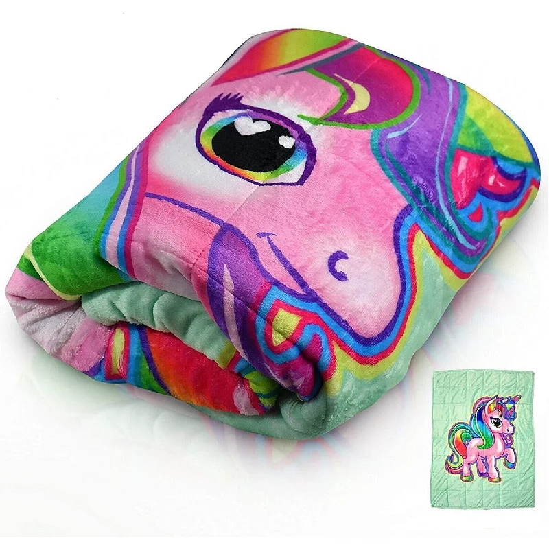 Bell and Howell Kids Unicorn Weighted Blanket 7lb with Glass Bead Fill