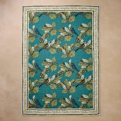 Birds & Acorns Quilted Throw Blanket - John Derian