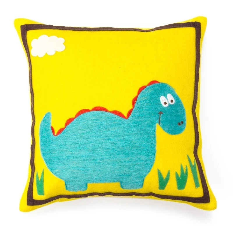 Colorful Dinosaur Wool Accent Pillow