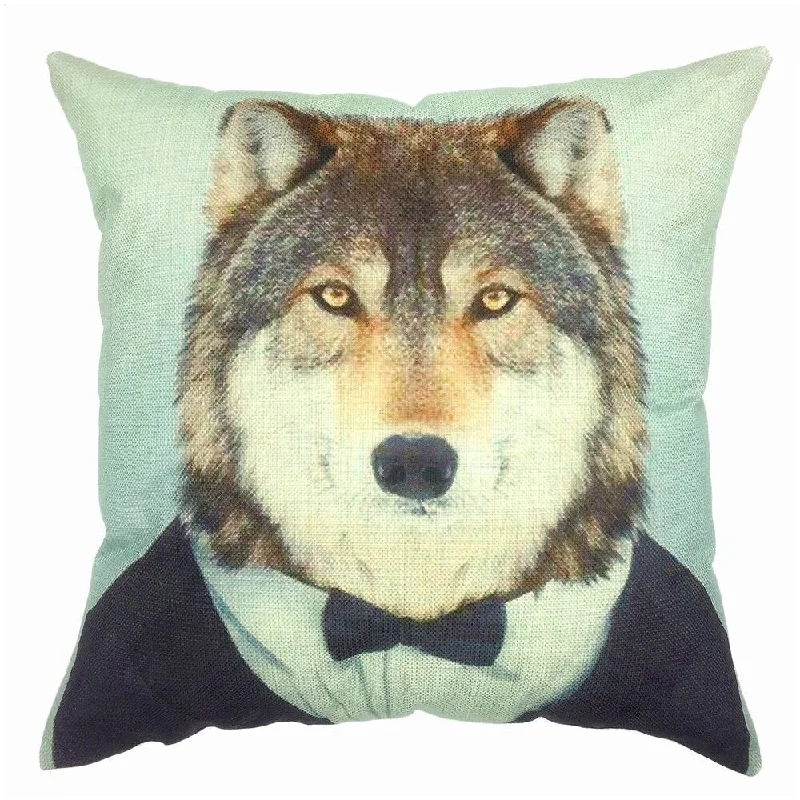 Cotton Linen Pillow Case Daper Wolf 18 x 18