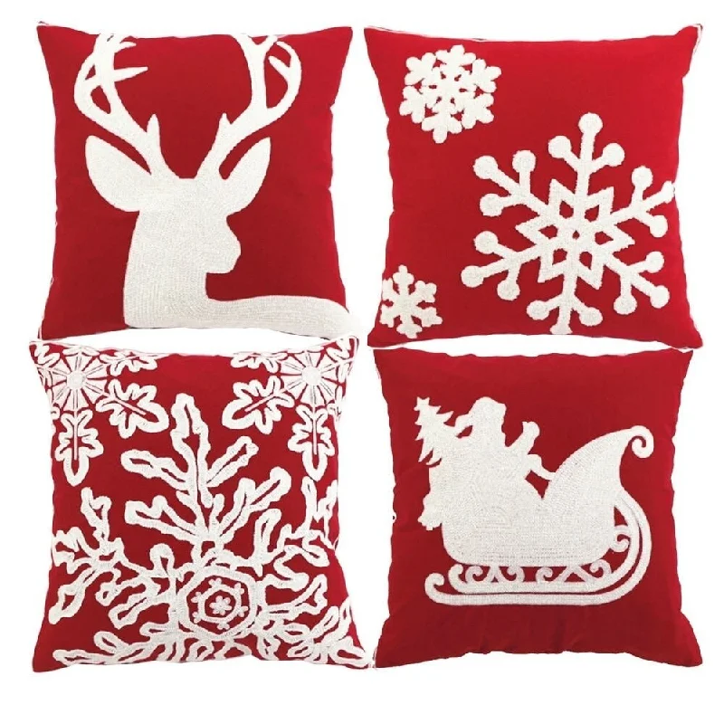 Cotton Linen Pillow Case Fancy Elk 18 x 18 Set of 4