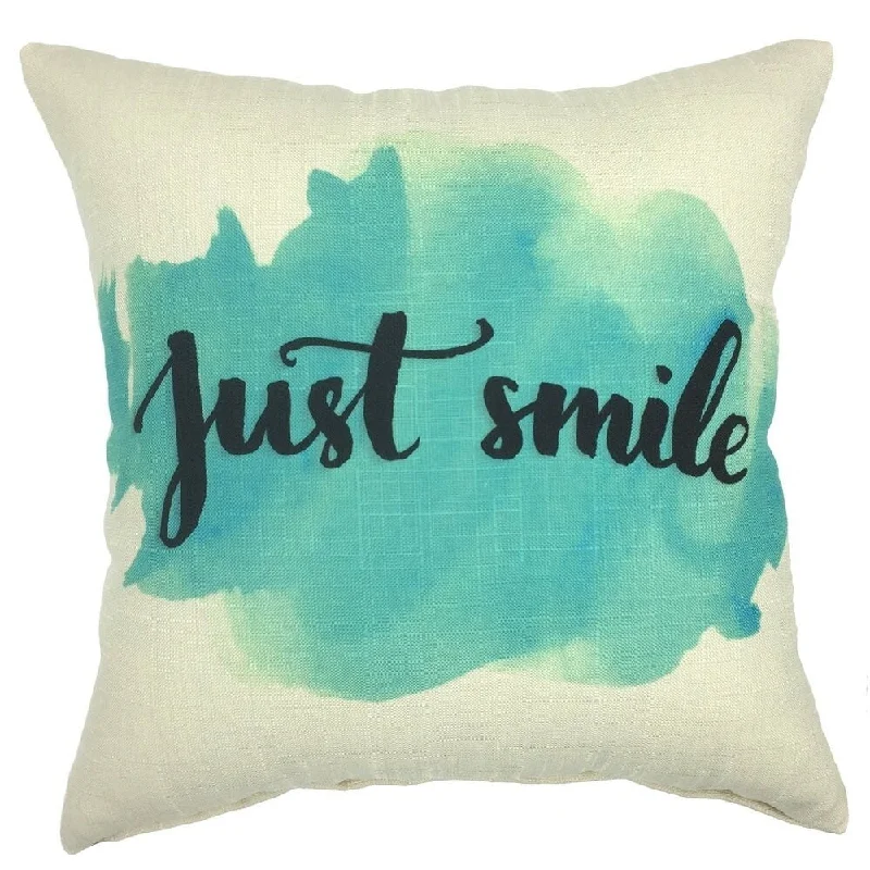 Cotton Linen Pillow Case Just Smile 18 x 18