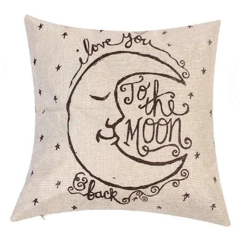 Cotton Linen Pillow Case Love You to the Moon 18 x 18