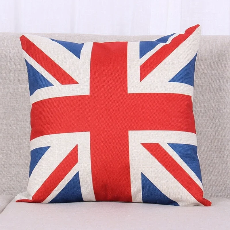 Cotton Linen Pillow Case UK Flag Vintage 18 x 18