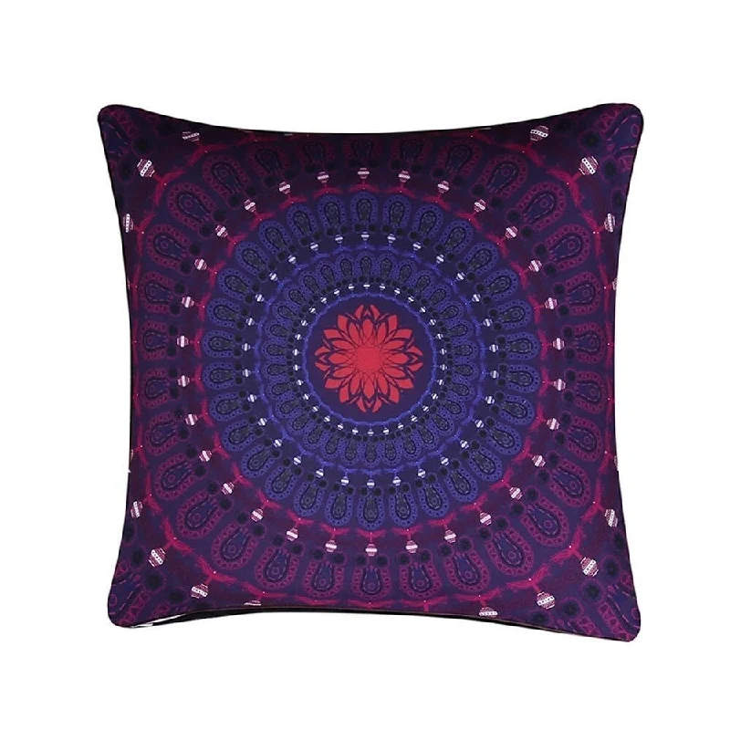 Cotton Linen Pillowcase Purple Bohemian 18 x 18