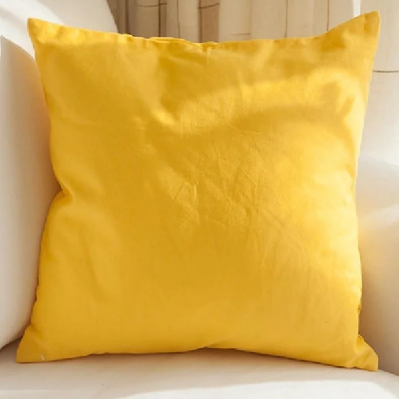 Cotton Linen Pillowcase Yellow Solid 18 x 18