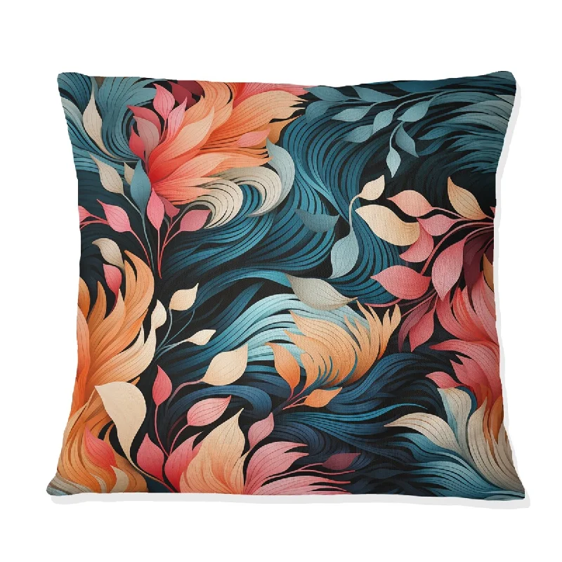 Designart "Adventure Blue And Pink Flower Botanical Pattern I" Floral Printed Throw Pillow