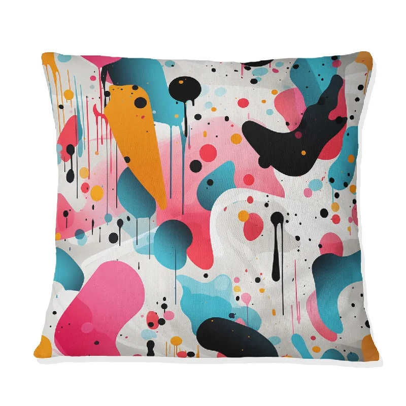 Designart "Artistic Paint Splash Dance III" Abstract Printed Throw Pillow