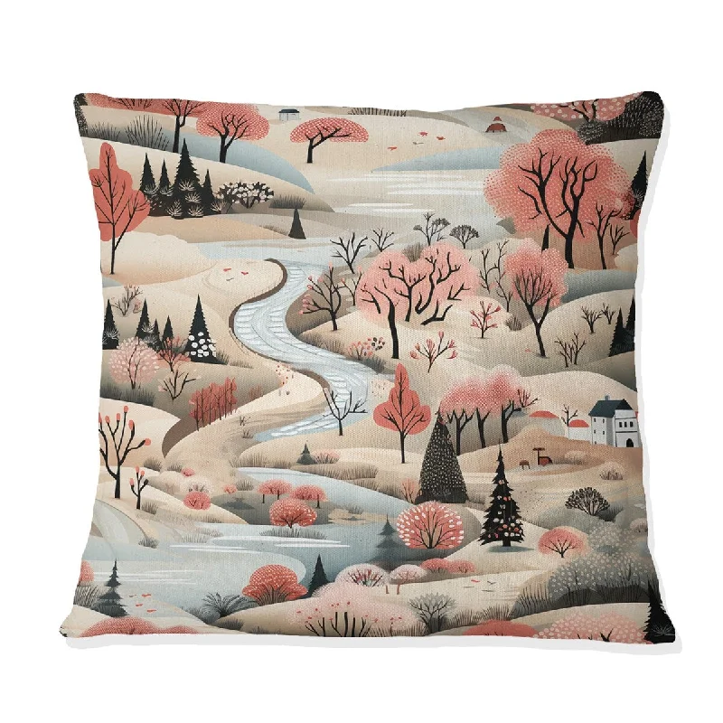 Designart "Autumn Scenery Scandinavian Pattern III" Floral Printed Throw Pillow